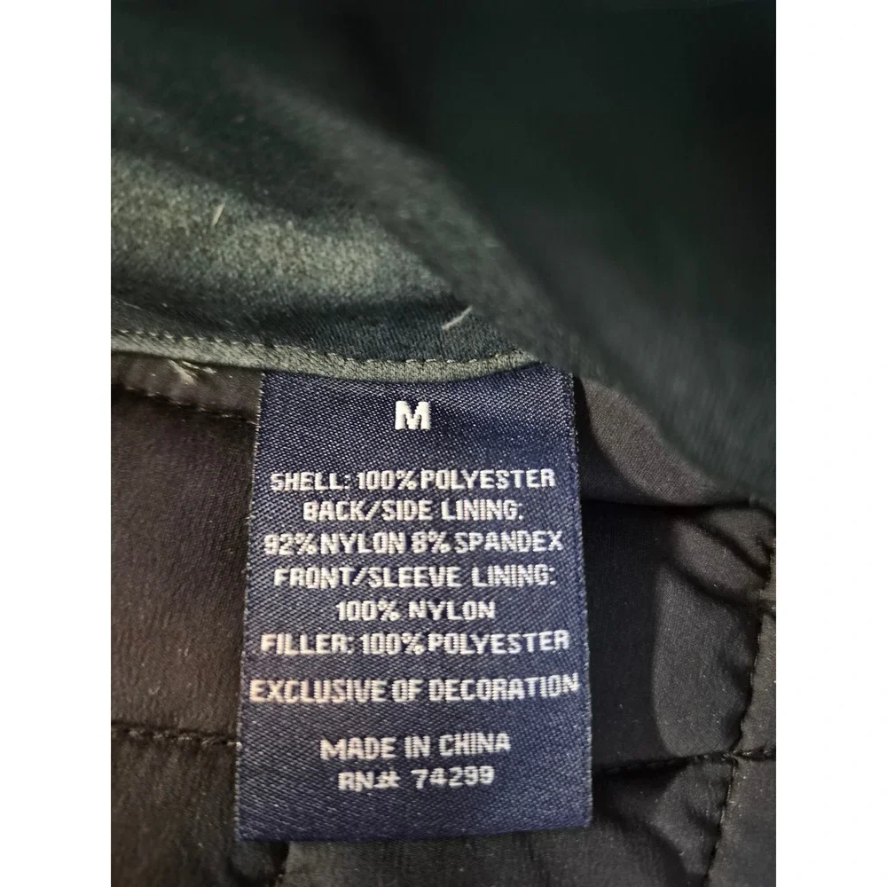 Ben Sherman Mens Quilted Puffer Jacket Green Grid Full Zip Stand Collar Medium
